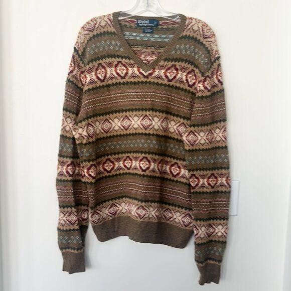 Polo Ralph Lauren Vintage 90’s Men’s Fair Isle Sweater XL - Picture 1 of 6